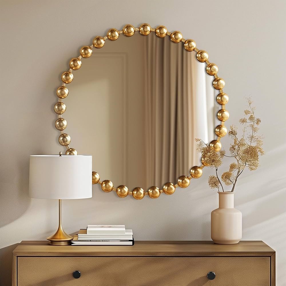 MADISON PARK SIGNATURE Wall Décor Marlowe Metal Spherical Frame Round Mirror for Living Room - H... | Amazon (US)