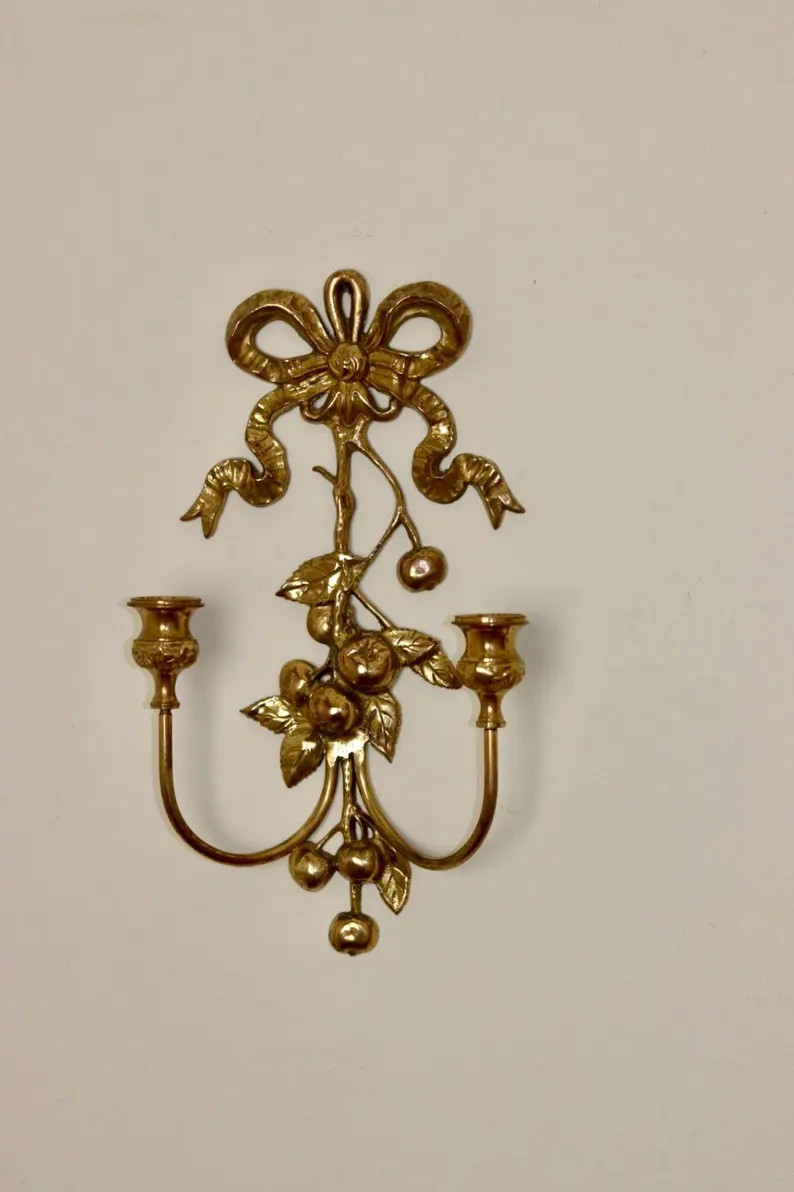 Vintage Brass Sconce For Two Candles | Etsy (US)