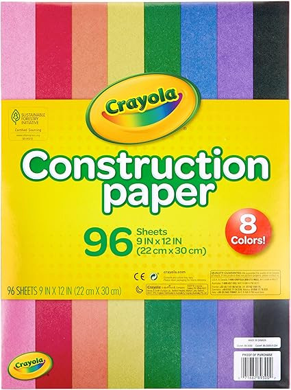 Crayola Construction Paper 9" x 12" Pad, 8 Classic Colors (96 Sheets), Great For Classrooms & Sch... | Amazon (US)