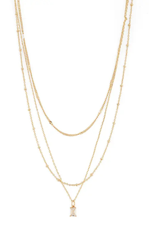 BP. 14K Gold Dipped Layered Rhinestone Pendant Necklace at Nordstrom | Nordstrom