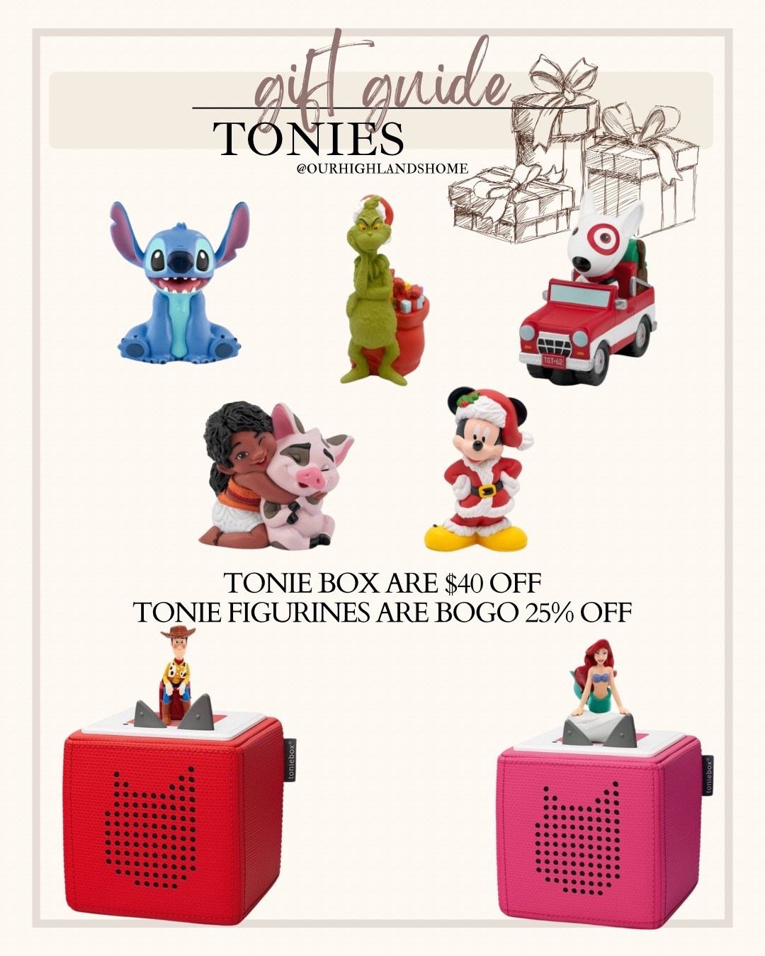 sale on tonies and tonie boxes. $40 off the tonie box and BOGO 25% off figurines 

#LTKKids #LTKGiftGuide #LTKHoliday