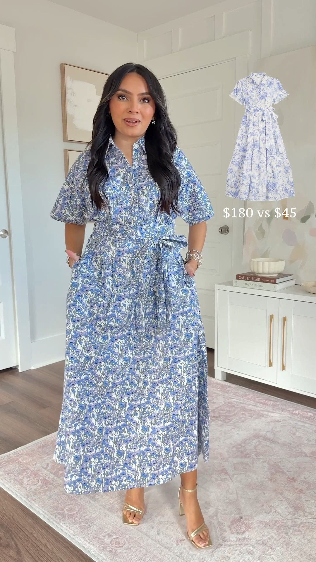 Dress size small TTS 
Gold heels size 5 TTS 

#LTKFindsUnder50 #LTKFindsUnder100 #LTKPetite