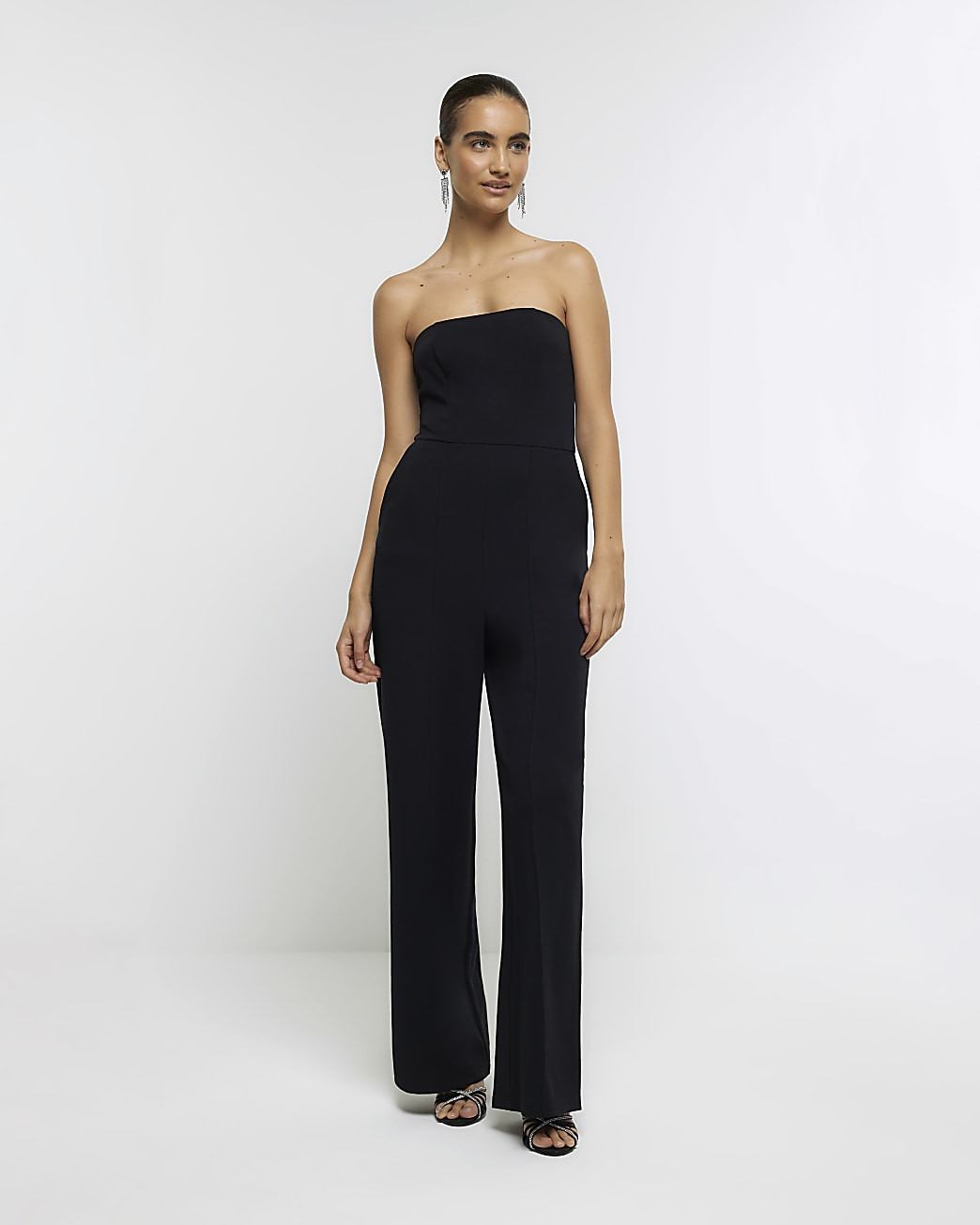 Black bandeau jumpsuit | River Island (UK & IE)