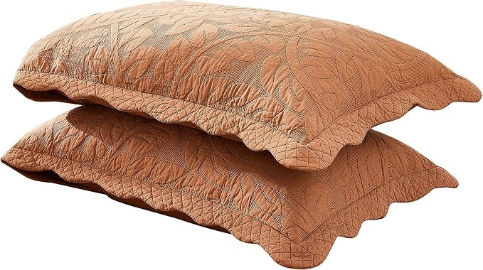 MarCielo 2-Piece 100% Cotton Quilted Pillow Shams Embroidered Farmhouse Pillow Shams (Standard, R... | Amazon (US)