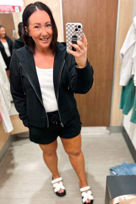 Mix and match fleece sets at Target!  Wearing an xxl in the hoodie and xl in the shorts.  Both have the softest fleece lining!  Would be perfect for cooler summer evenings or vacations! XXL tank. Sandals fit tts  

#LTKFindsUnder50 #LTKMidsize #LTKOver40