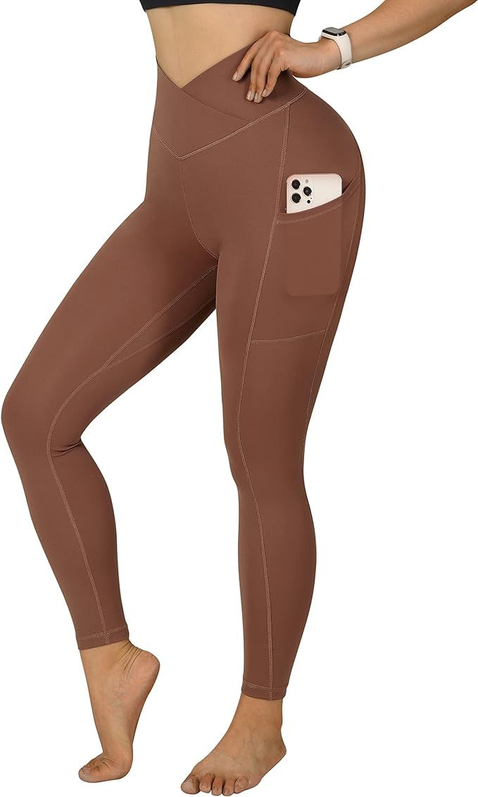KUNISUIT Women V Cross Waist Scrunch Butt Lifting Leggings High Waisted Workout Yoga Pants | Amazon (US)