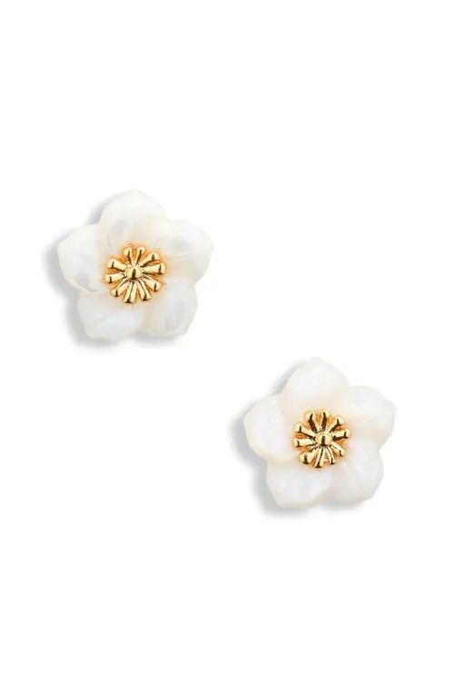 Madewell Mother-of-Pearl Flower Stud Earrings in Gold/freshwater Pearl at Nordstrom | Nordstrom