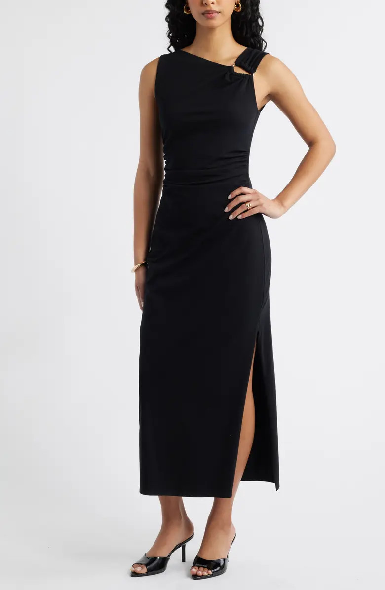 Open Edit Asymmetric Neck Midi Dress | Nordstrom | Nordstrom