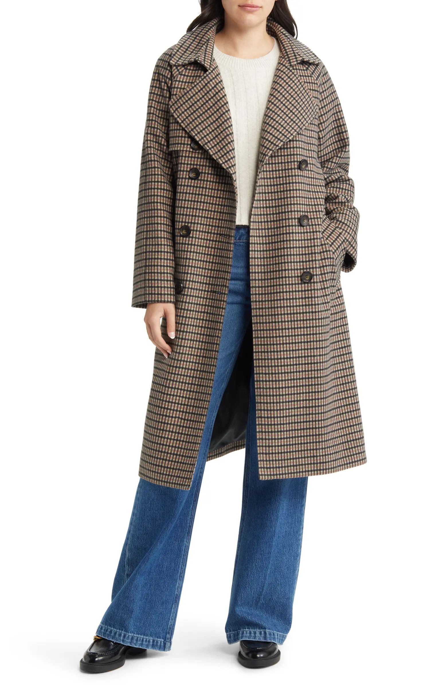 Plaid Wool Blend Trench Coat | Nordstrom