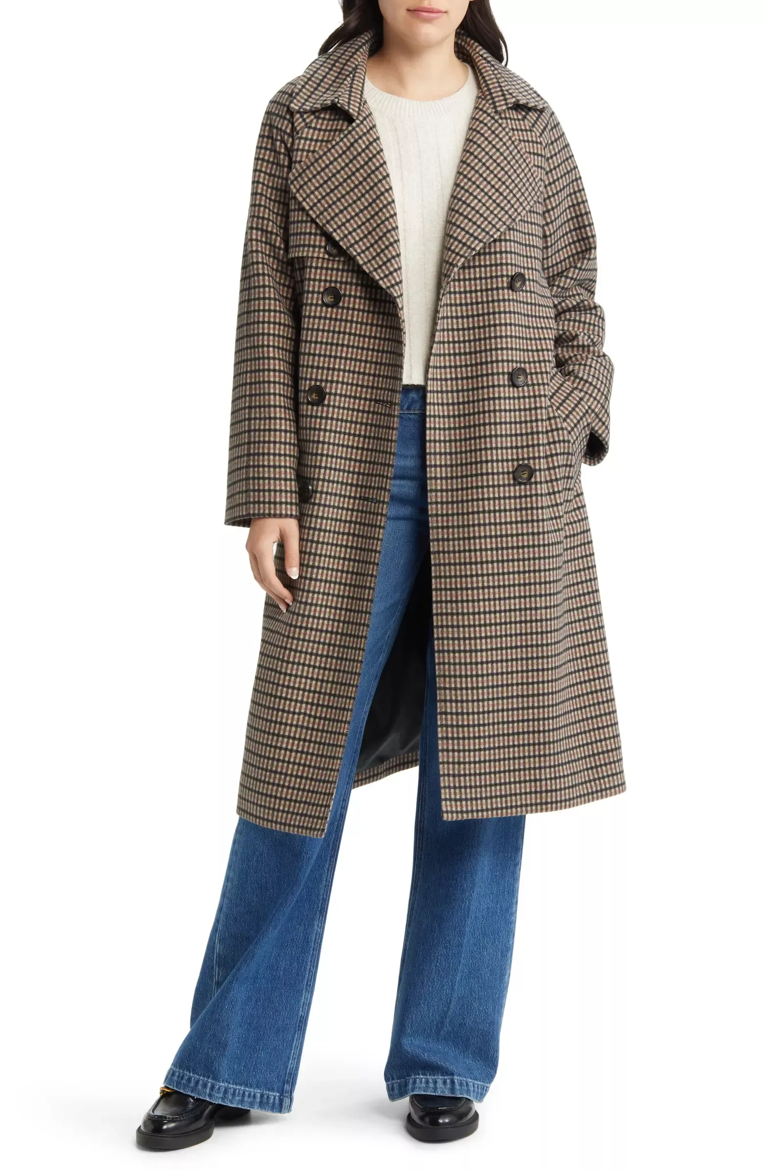 Plaid wool hotsell trench coat