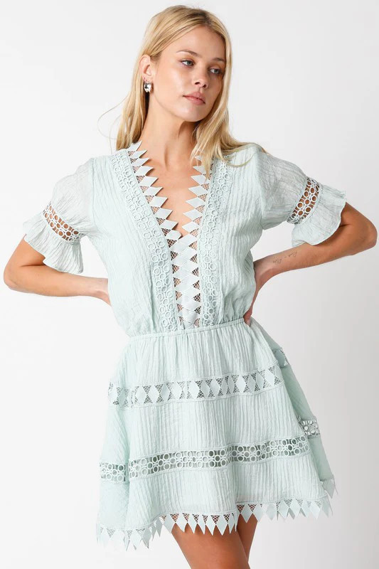 NEW!! Elaina Eyelet Dress in Mint | Glitzy Bella