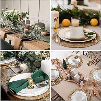 13 in Round Woven Placemats Plate Chargers Set of 10, Boho Farmhouse Rustic Woven Place Mats for ... | Amazon (US)