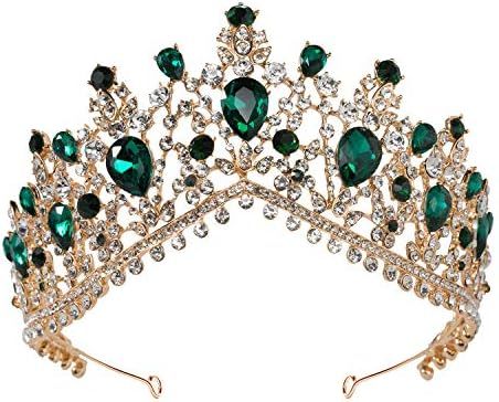 SWEETV Emerald Wedding Tiara for Women, Green Bridal Crown Princess Tiara Headband, Costume Party... | Amazon (US)