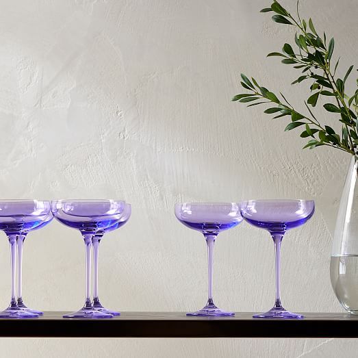 Estelle Colored Glass Champagne Coupe (Set of 6) | West Elm (US)