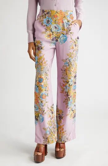 Etro Floral Print Silk Crêpe de Chine Palazzo Pants | Nordstrom | Nordstrom
