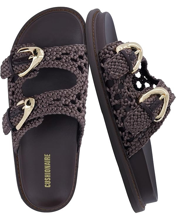 CUSHIONAIRE Wafful Women’s Braided Slide Sandals with Dual Adjustable Buckles – Memory Foam F... | Amazon (US)