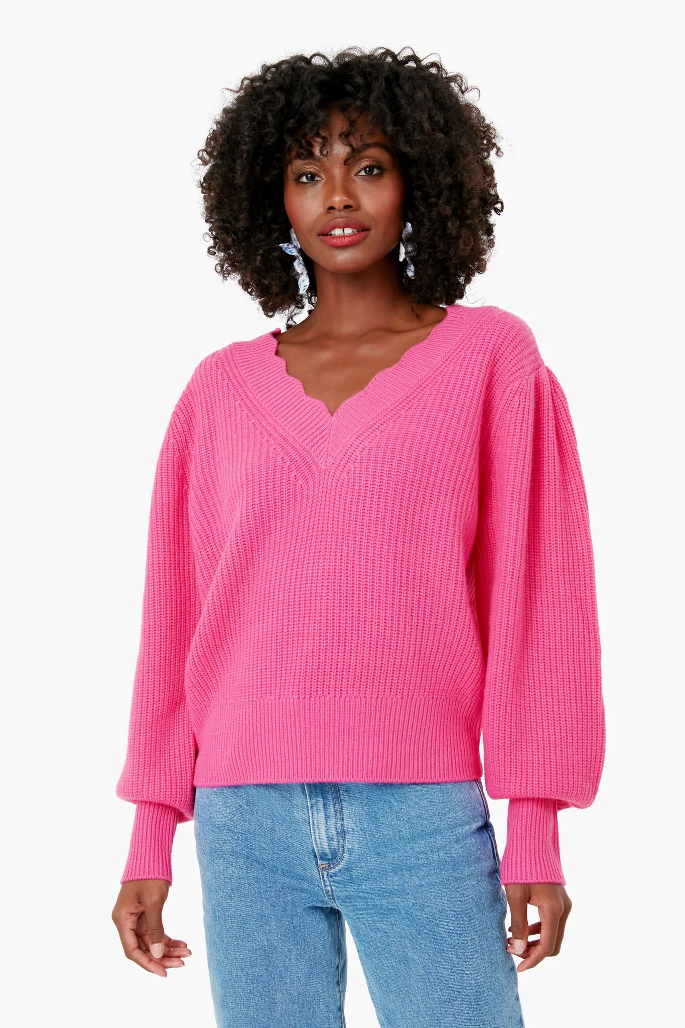 Spotlight Pink Celestina V Neck Pullover | Tuckernuck (US)