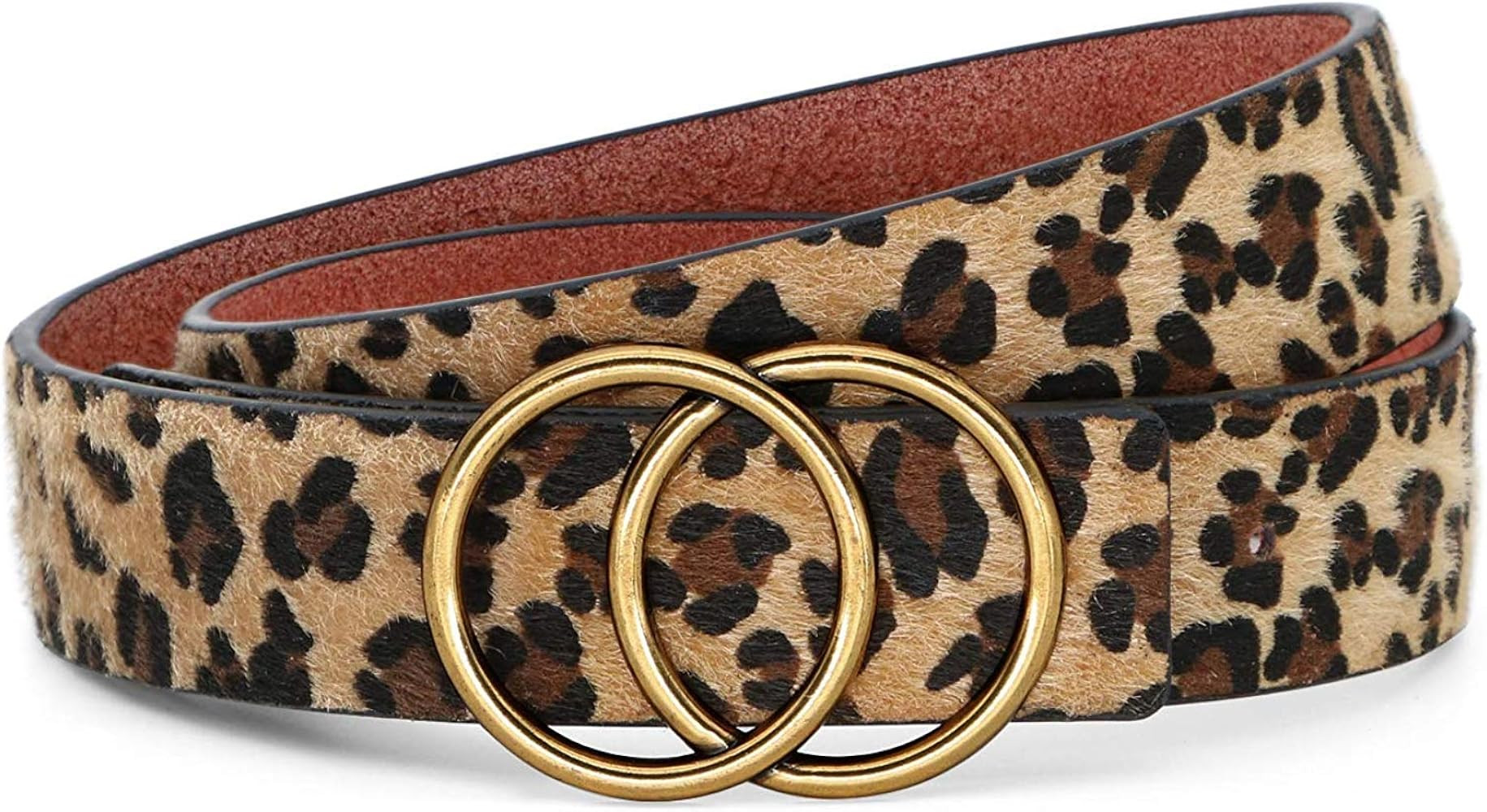 WERFORU Women Leather Jeans Belt for Pants, Ladies Plus Size Waist Belts Double Ring Buckle | Amazon (US)