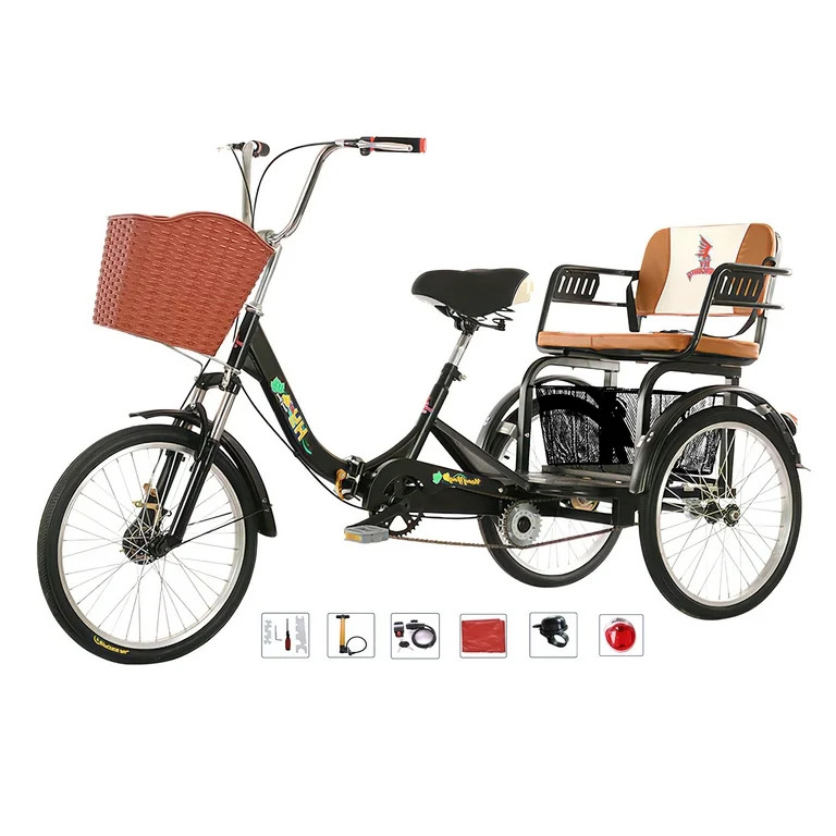 Adult Tricycle Folding Tricycle for Seniors Comfortable seat 3 Wheel Bicycle with Shopping Basket... | Walmart (US)