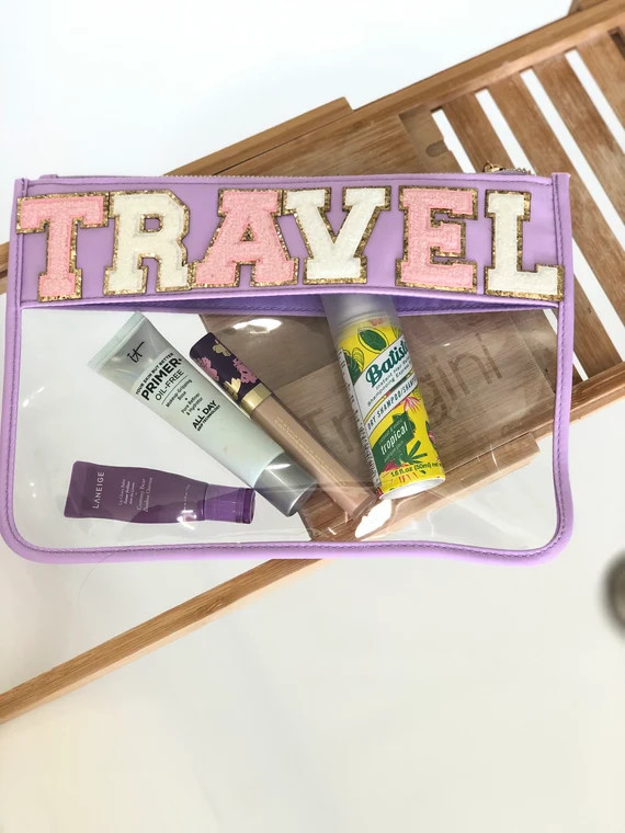 Clear Nylon Zipper Pouch Customize With Chenille Letter | Etsy | Etsy (US)