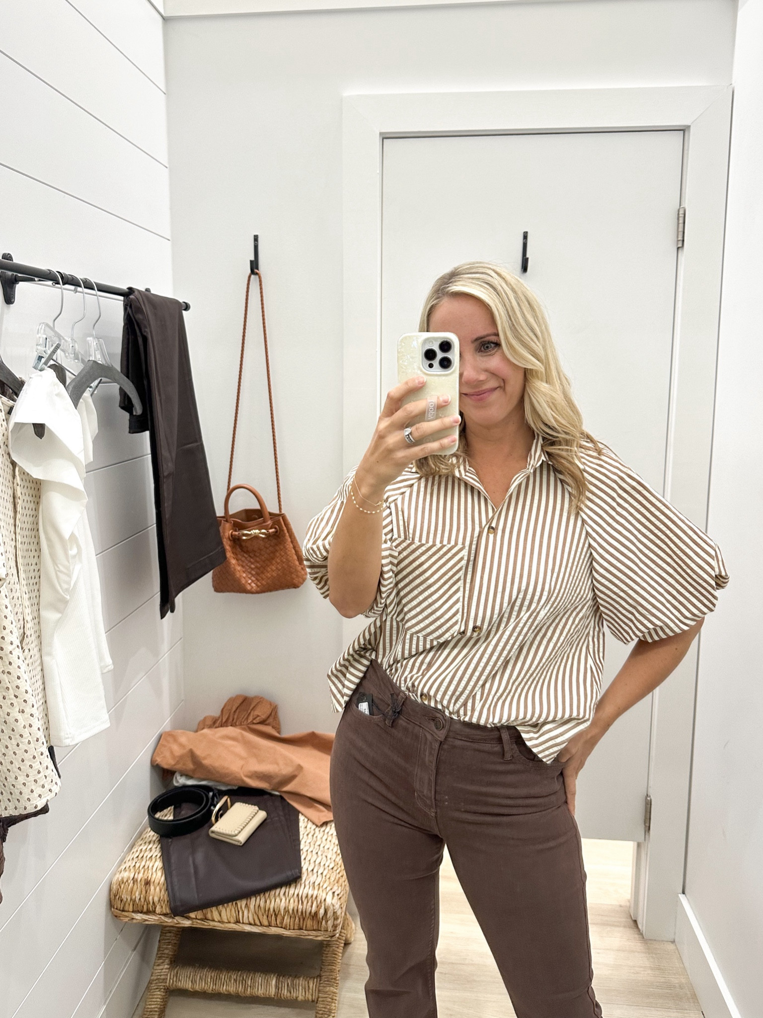 Stripe top and brown pants

#LTKOver40 #LTKSaleAlert #LTKFindsUnder50