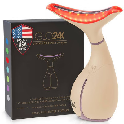 GLO24K 7 Color LED Neck and Face Beauty Device - Limited Edition: Firming, Spot Treatment, Fine Line Reduction, Skin Texture Improvement | Target