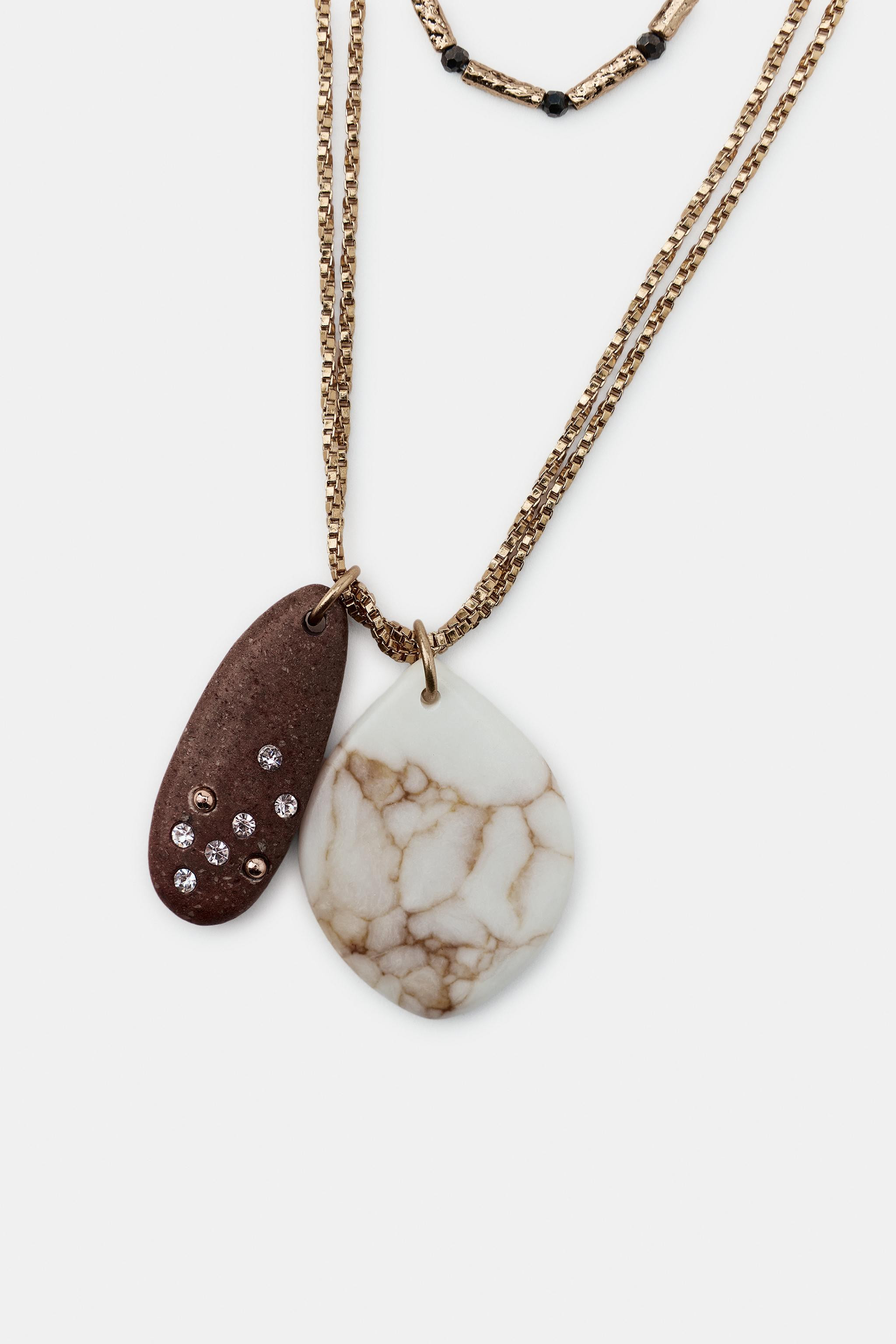 PACK OF 3 STONE AND SHIMMER NECKLACES | Zara AU