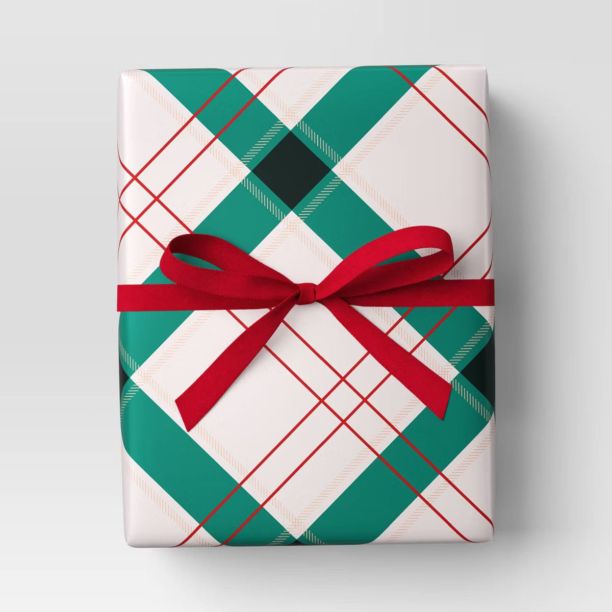 30" 25 sq ft Christmas Roll Wrap Green/White/Red Plaid - Wondershop™ | Target