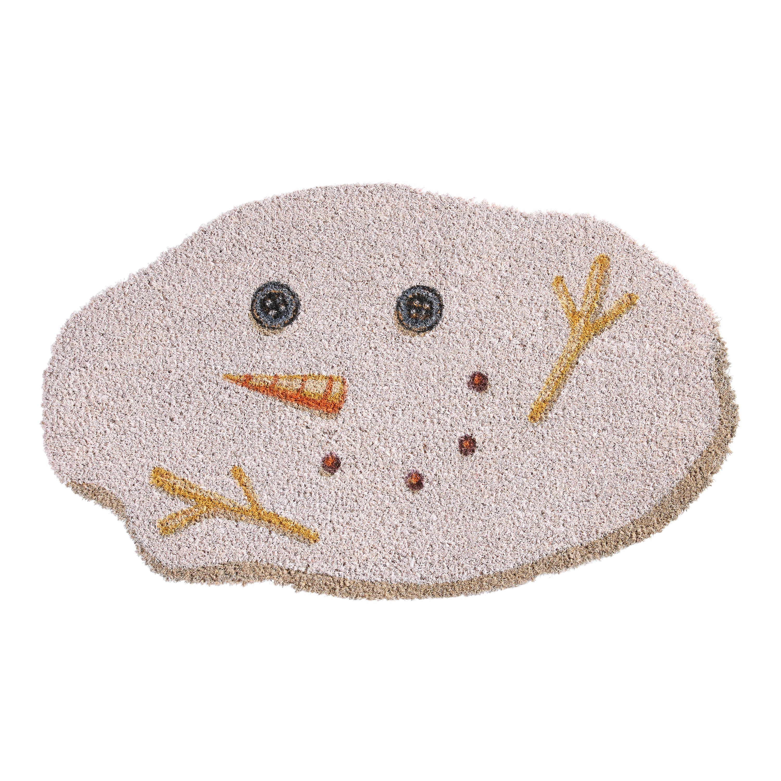 Melted Snowman Shaped Holiday Coir Doormat | World Market