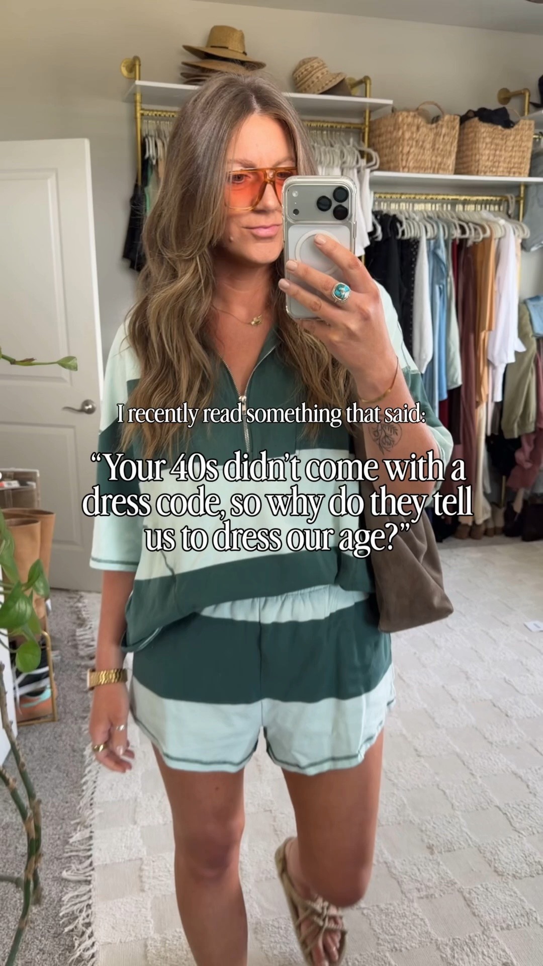 This is how I dress as a tall, 40 something year old mom 💁🏼‍♀️😎
✨green striped set: large top, medium shorts

#LTKOver40 #LTKTall