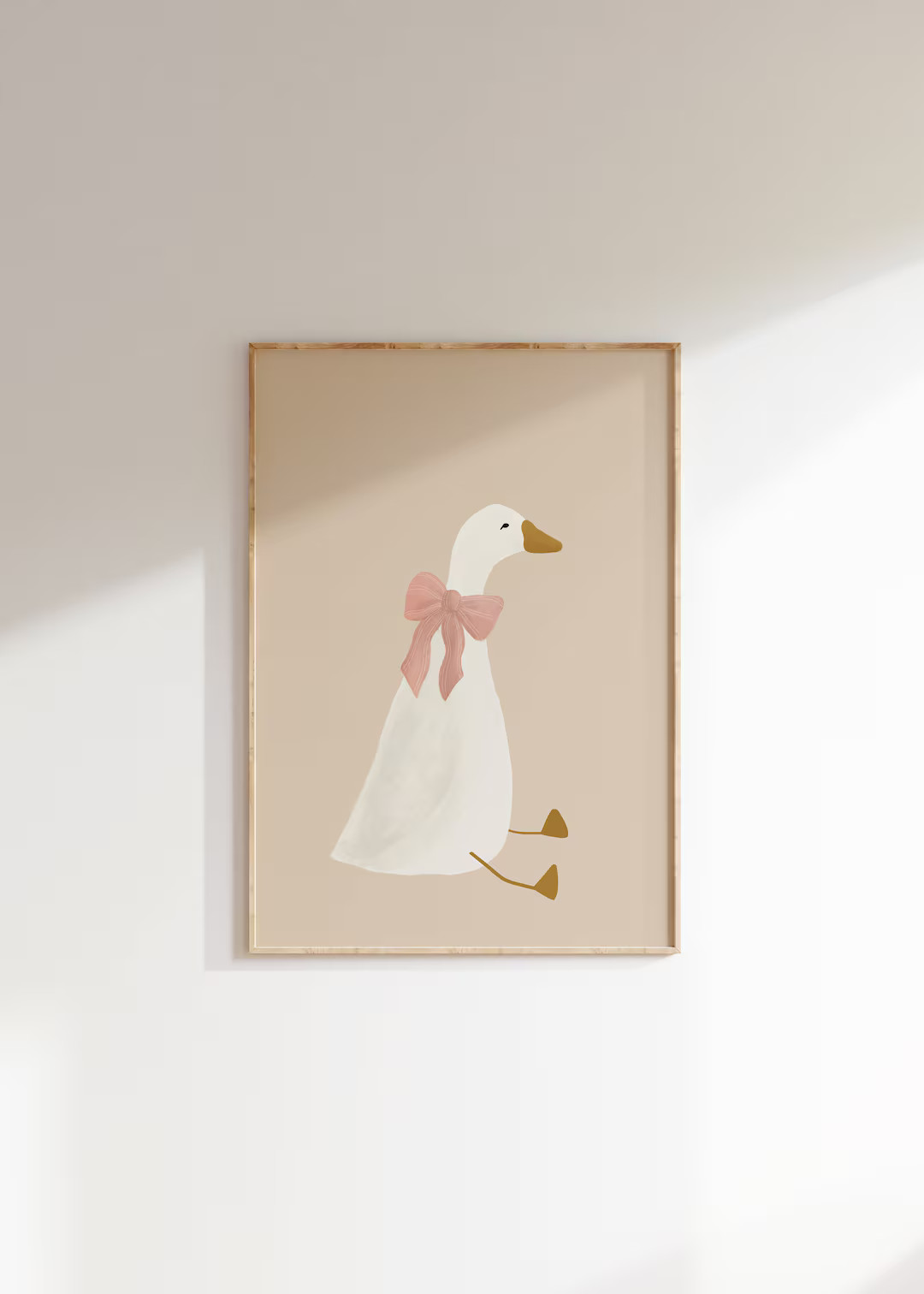 Silly Goose Wall Art Cute Goose Poster Beige Nursery Decor Farm Animal Printable, Pink Coquette R... | Etsy (US)
