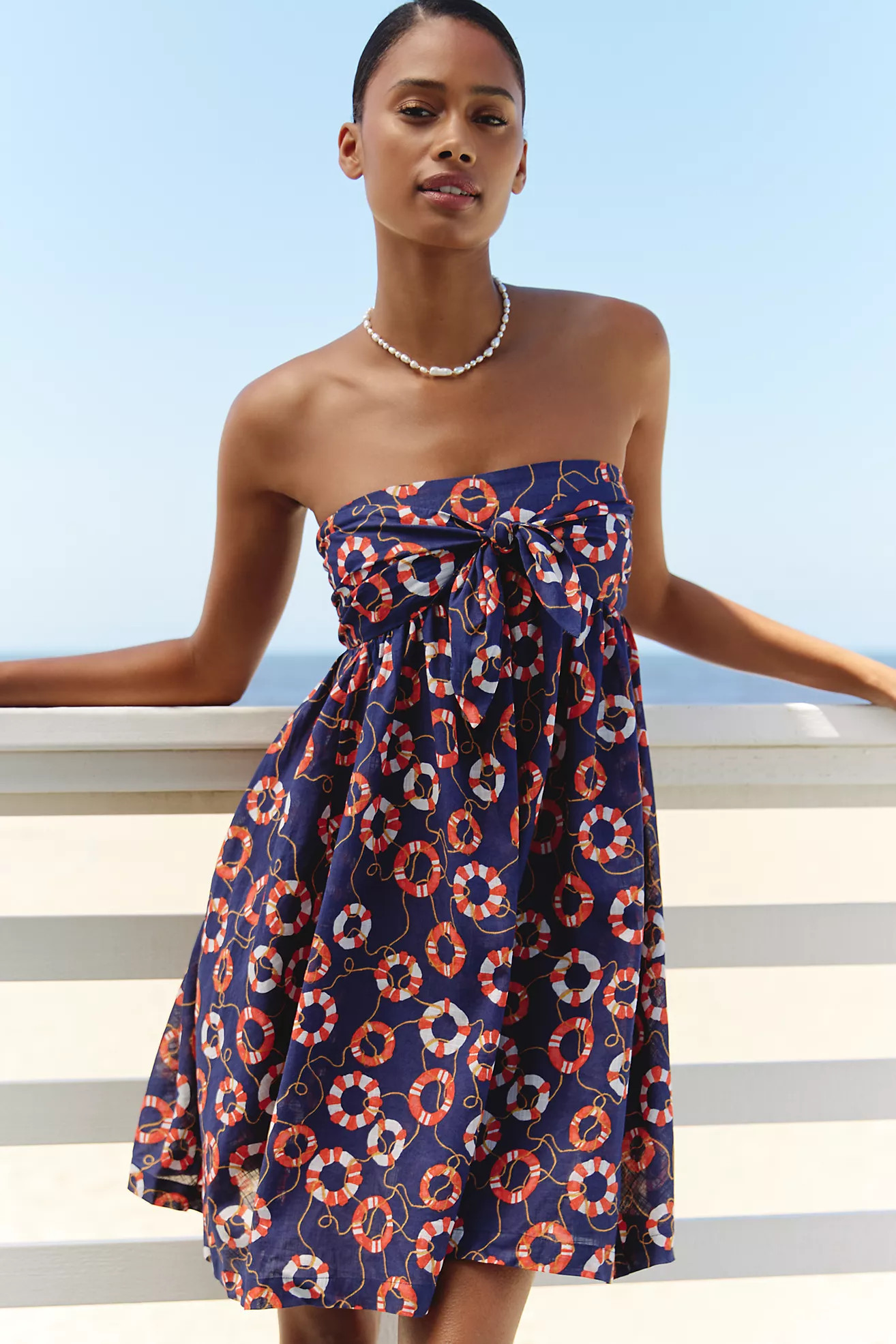 Celandine Cotton Sleeveless Bow-Front Mini Dress | Anthropologie (US)