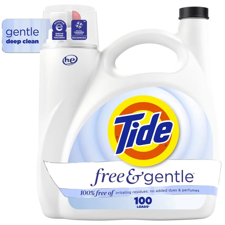 Tide Free & Gentle Laundry Detergent Liquid for Sensitive Skin, Hypoallergenic, Unscented, 132 fl... | Walmart (US)