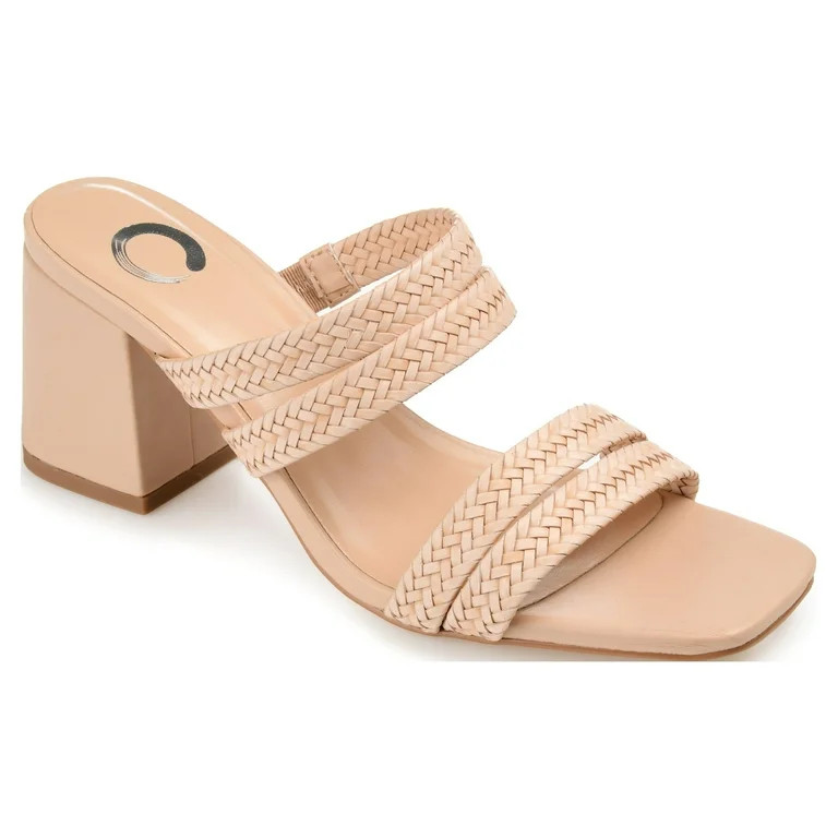 Journee Collection Womens Natia Wide Width Open Square Toe Block Heel Sandals | Walmart (US)