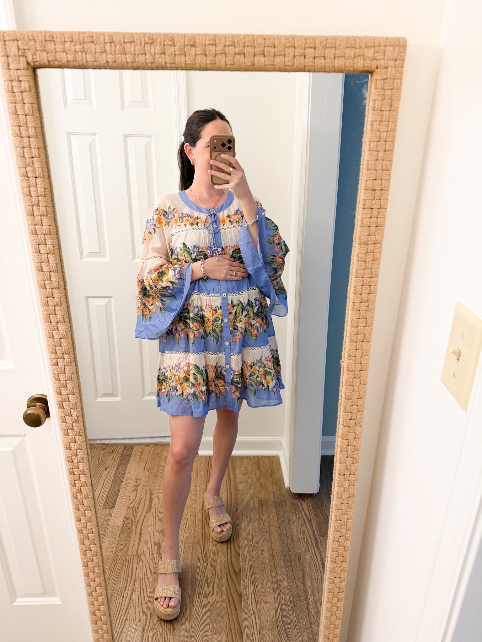 25 weeks pregnant went up one size, wearing a M. 
linked some other bump friendly options 

#LTKootd #LTKBump