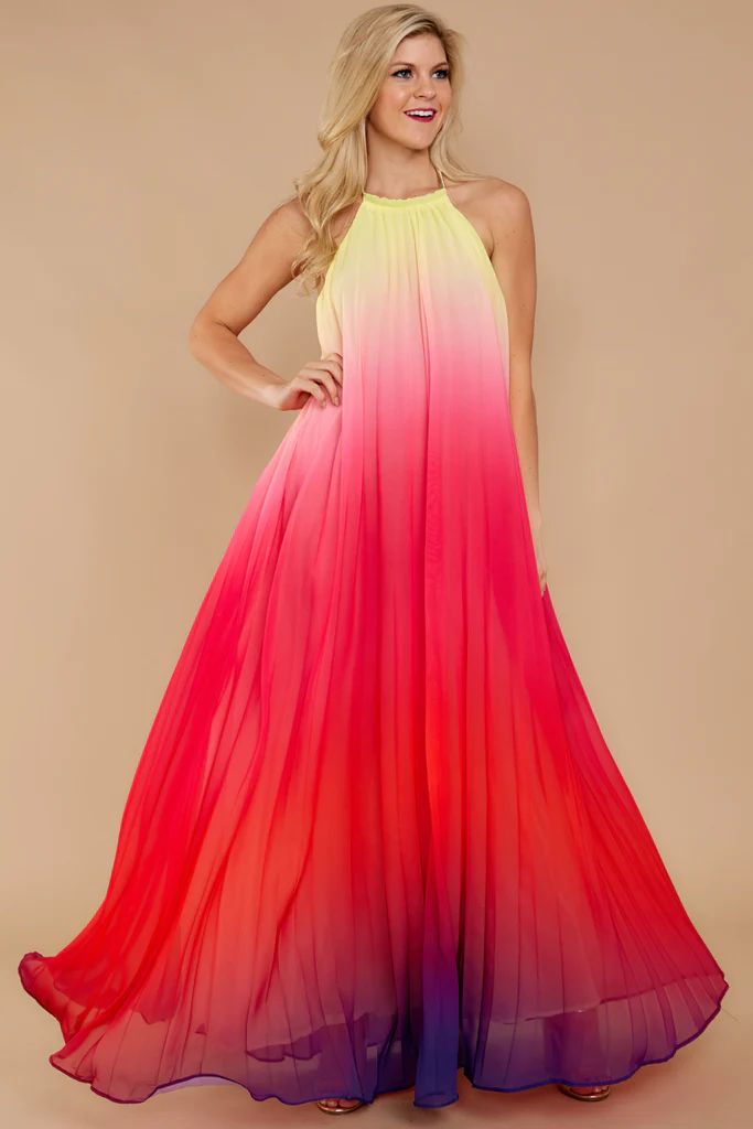 Mesmerized By You Pink Multi Maxi Dress | Red Dress 