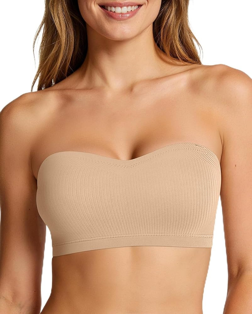 OEAK Strapless Bras for Women Wireless Bandeau Bra Non Slip Push Up Tube Top Seamless Bras Comfor... | Amazon (US)