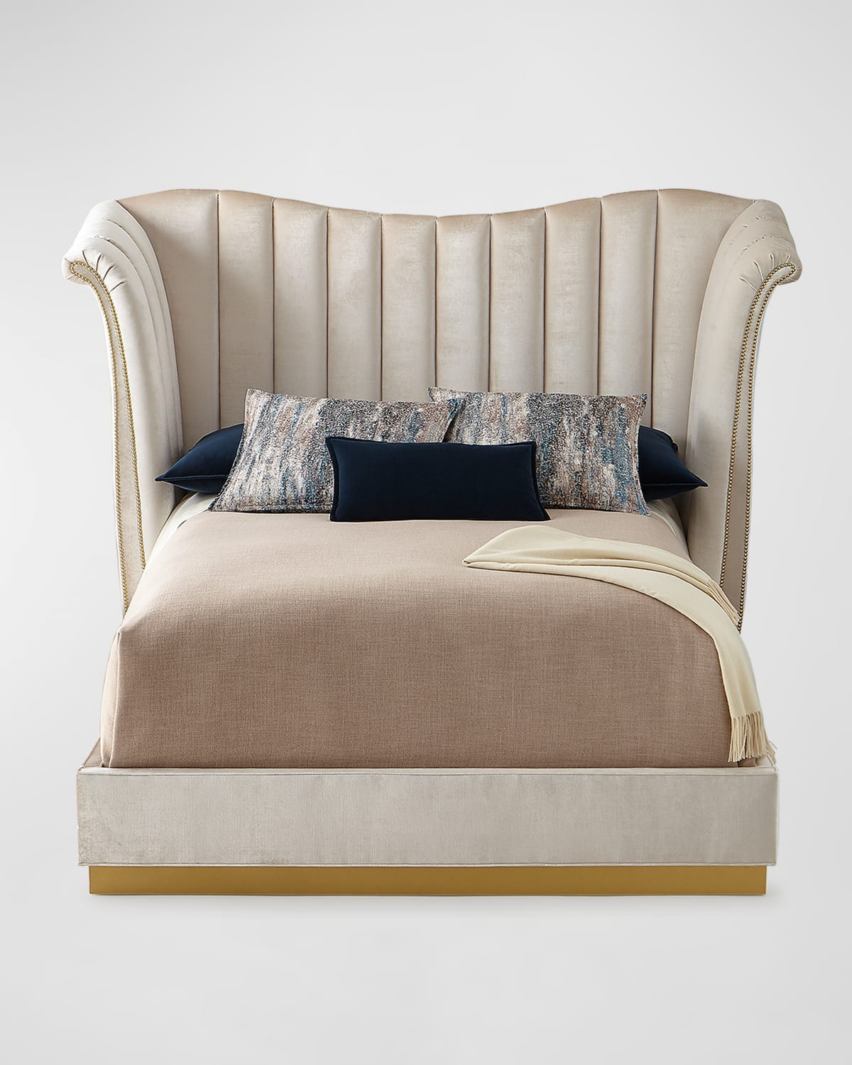 Moira Snow Channel-Tufted King Bed | Neiman Marcus