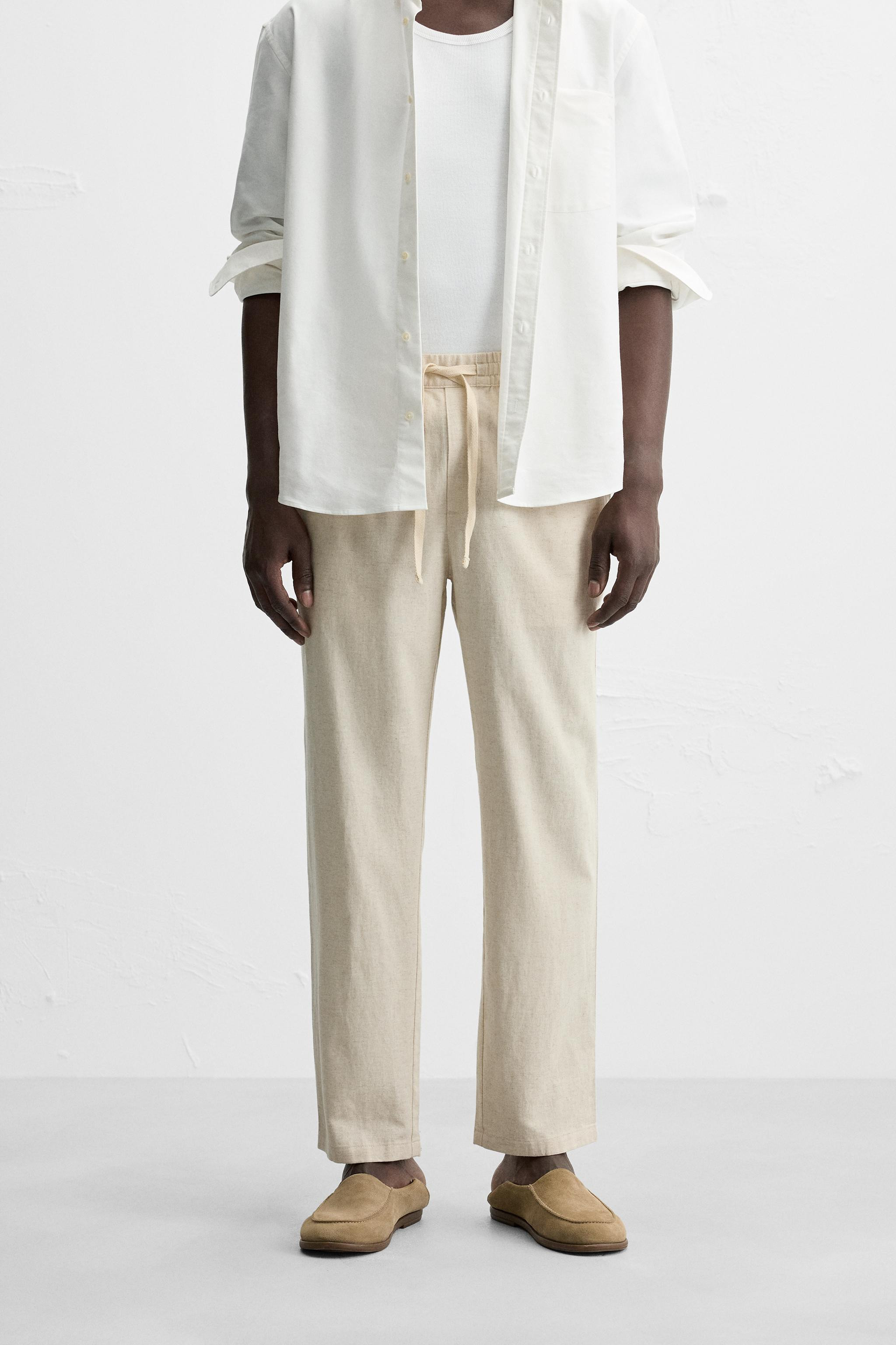 RELAXED FIT COTTON LINEN PANTS | Zara US