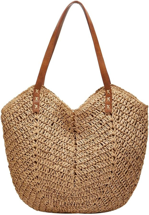 Summer Casual Straw Tote Bag Large Capacity Woven Shoulder Handbag for Summer Beach Vocation | Amazon (US)
