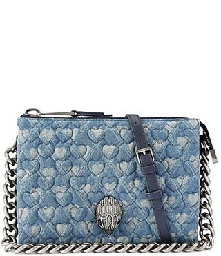 Kurt Geiger London Kensington Denim Puff Three Pouch Heart Embossed Crossbody Bag - Blue | Dillard's