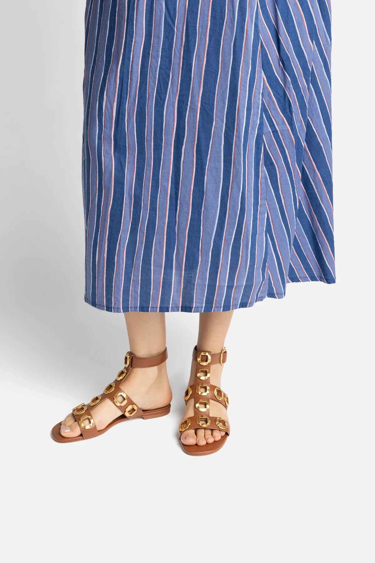 Milan Gladiator Flat In Caramel Leather | Larroude