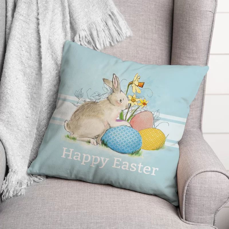 Lariviere Happy Easter Traditional Blue Throw Pillow | Wayfair North America