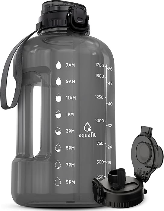 AQUAFIT 64 oz Water Bottle with Time Marker, BPA Free Half Gallon Water Bottle with Straw, Gym Wa... | Amazon (US)