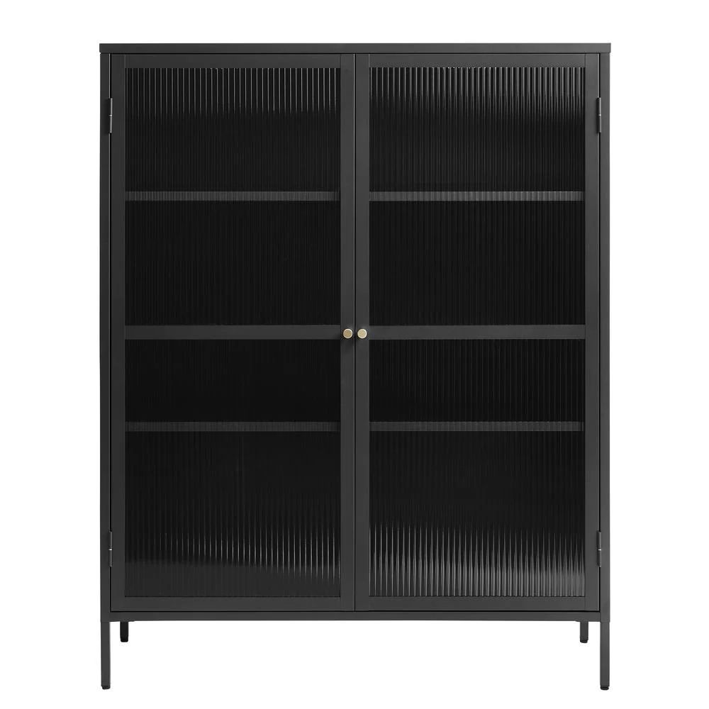 Unique Furniture Metal & Glass 55" Display Cabinet, Black - Walmart.com | Walmart (US)