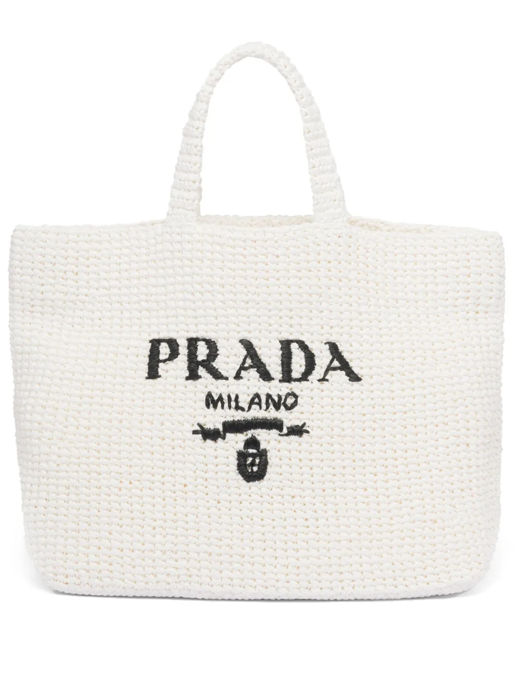 Prada logo-embroidered Raffia Tote Bag - Farfetch | Farfetch Global