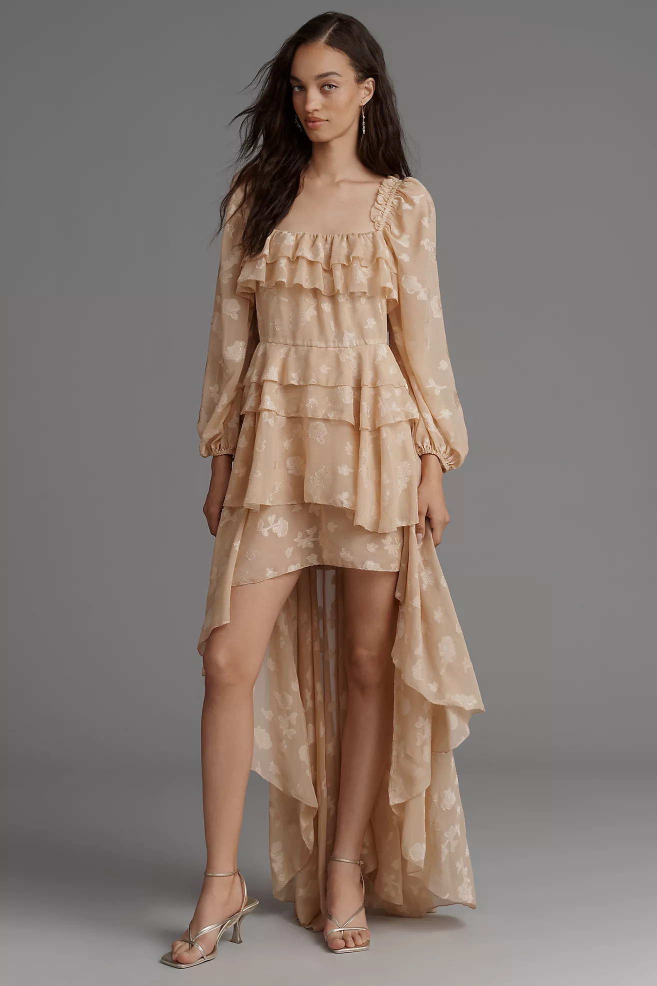 For Love & Lemons Colette Satin Burnout High-Low Dress | Anthropologie (US)