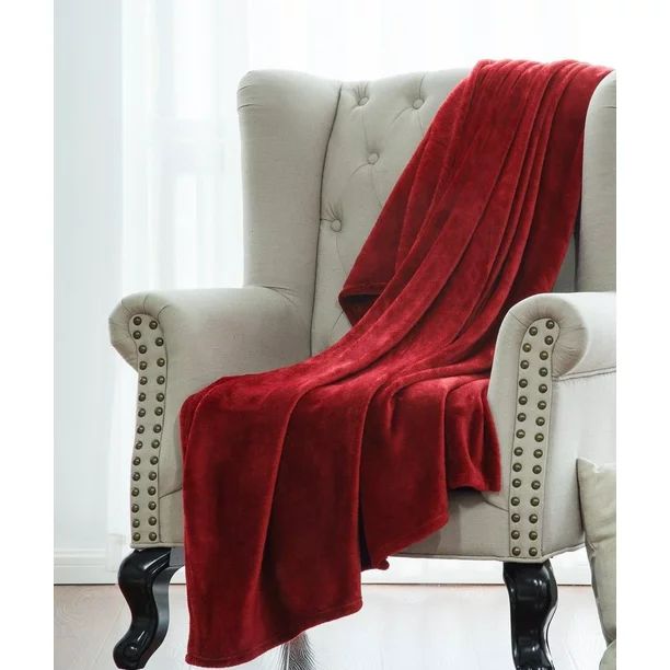 Microlight Plush Solid Fleece Throw Blanket, Burgundy Red, 50" x 60" - Walmart.com | Walmart (US)