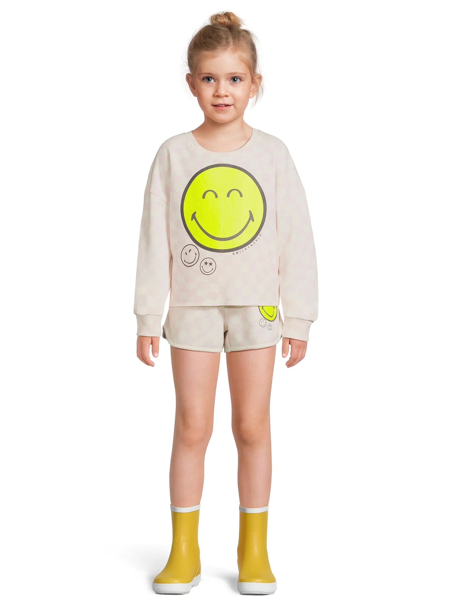 Grayson Social Girls Smiley Fleece Sweatshirt and Shorts Set, Sizes XS (4/5)-XXL (18) | Walmart (US)