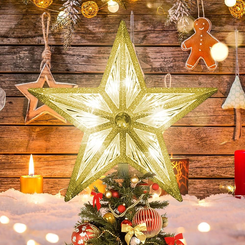 Star Christmas Tree Topper, 8 in UL Listed 3D Star Tree Topper Lights, Double Sided Christmas Tre... | Amazon (US)